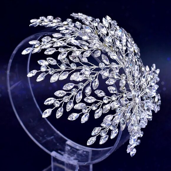 Wedding Headband Silver Rhinestone Bridal Hair Accessories for Brides main image 4